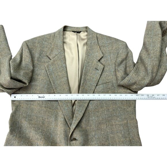 Bill Blass Mens Sz 44R Camel Hair Blazer Coat In Brown Plaid Check Made In USA - Picture 13 of 16